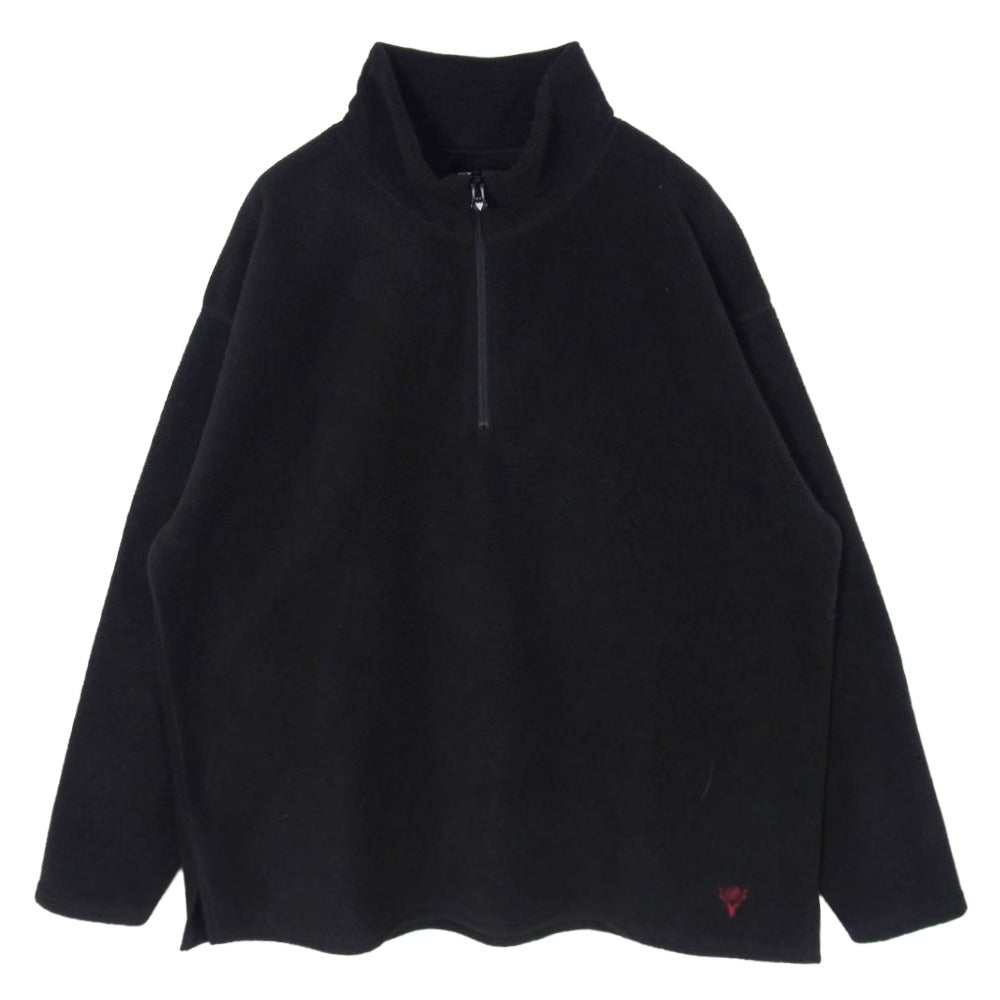 South2 West8 サウスツーウェストエイト RW641 Half Zipped Shirt Poly Fleece ハーフジップ プルオーバー スウェット ブラック系 S【中古】