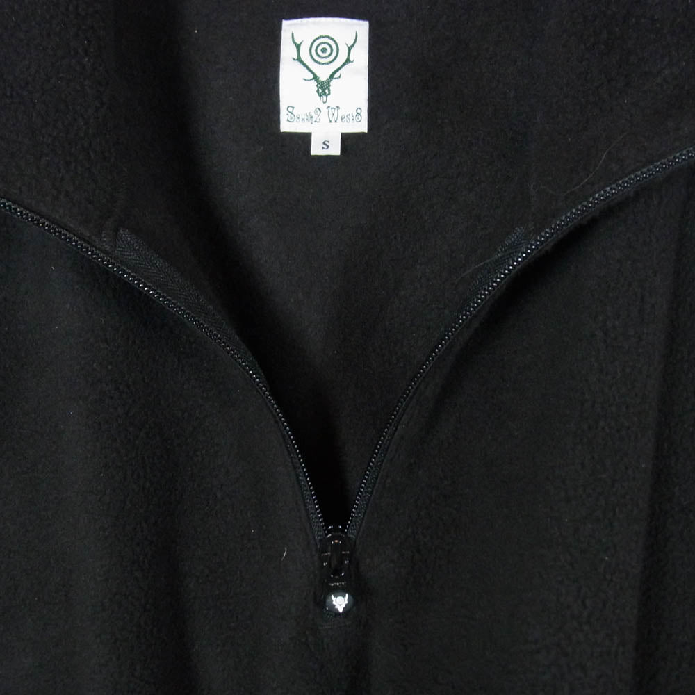 South2 West8 サウスツーウェストエイト RW641 Half Zipped Shirt Poly Fleece ハーフジップ プルオーバー スウェット ブラック系 S【中古】