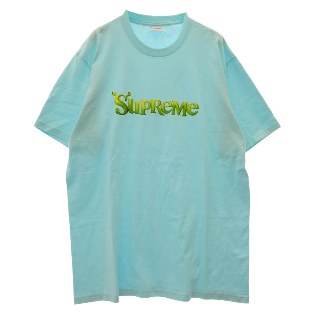 Supreme シュプリーム 21AW Shrek Tee シュレック Tシャツ ロゴ プリント 半袖 カットソー ライトブルー系 L【中古】