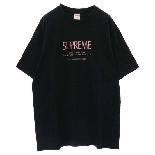 Supreme シュプリーム 20SS Anno Domini Tee アンノ ドミニ ロゴ プリント Tシャツ 半袖 カットソー ブラック系 L【中古】