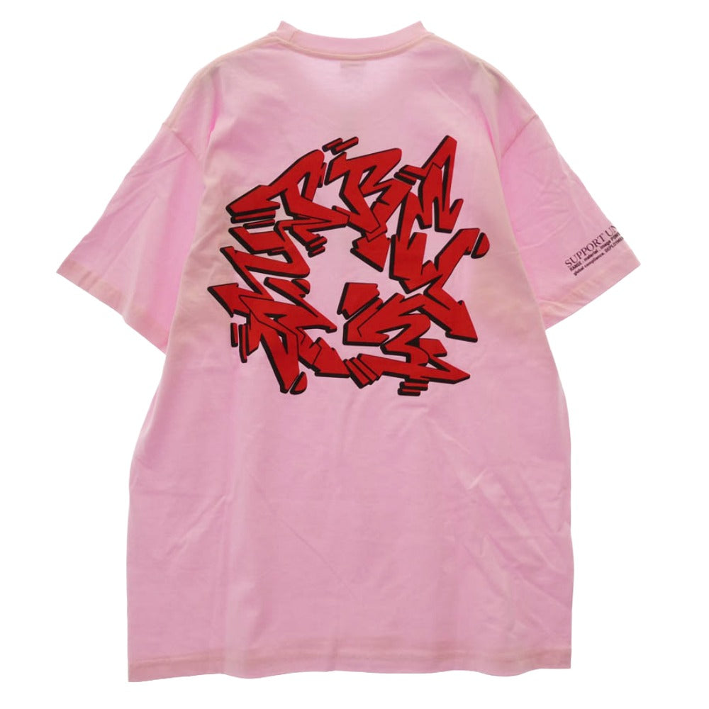 Supreme シュプリーム 21AW Support Unit Tee サポート ユニット Tシャツ フロント バック プリント 半袖カットソー ピンク系 L【極上美品】【中古】