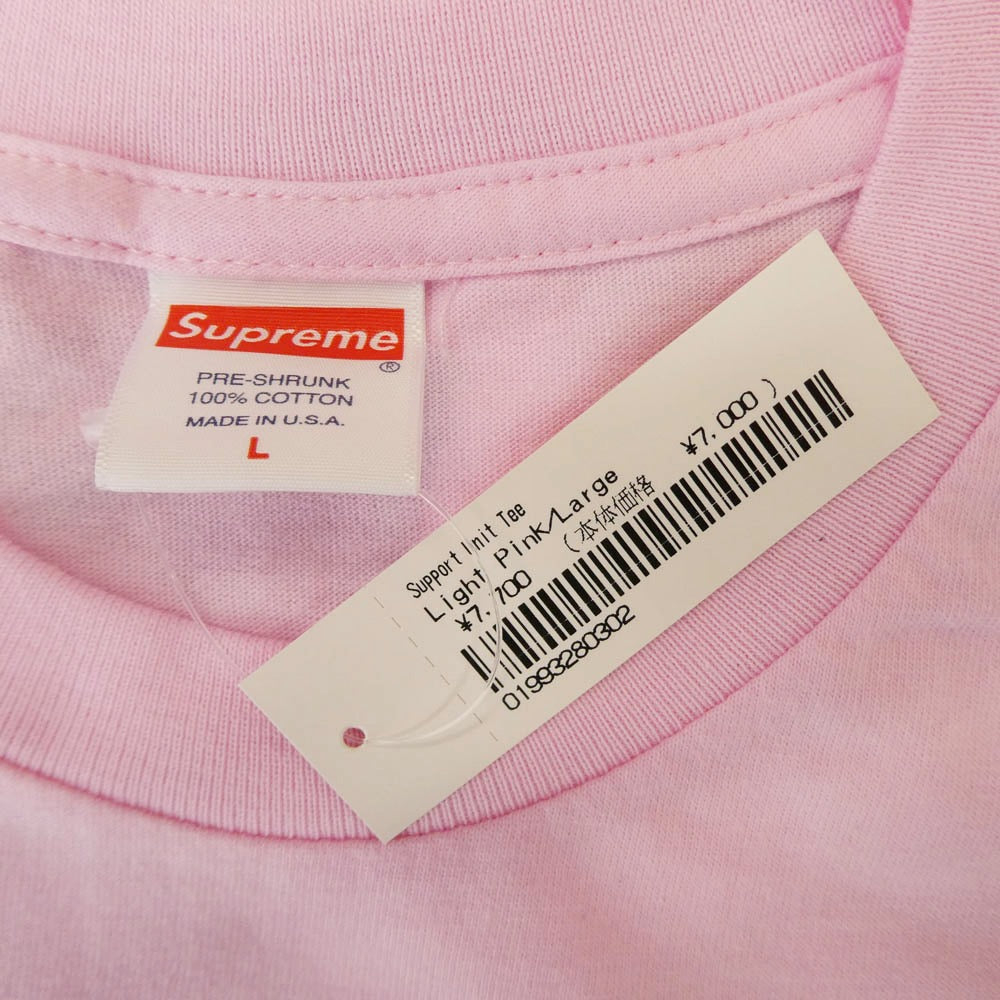 Supreme シュプリーム 21AW Support Unit Tee サポート ユニット Tシャツ フロント バック プリント 半袖カットソー ピンク系 L【極上美品】【中古】