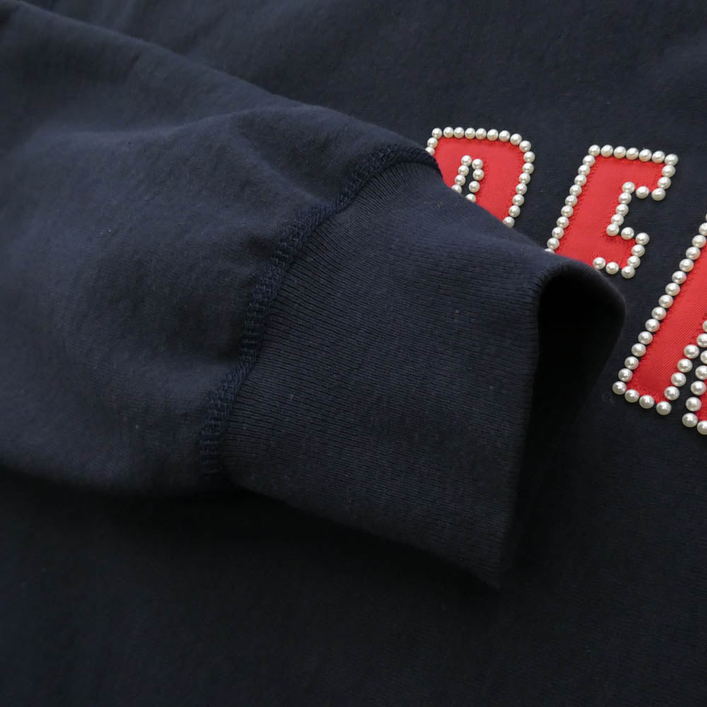 Supreme シュプリーム 21AW Pearl Logo Hooded Sweatshirt パール アーチ ロゴ フーデッド スウェット シャツ フーディー パーカー ネイビー系 L【美品】【中古】