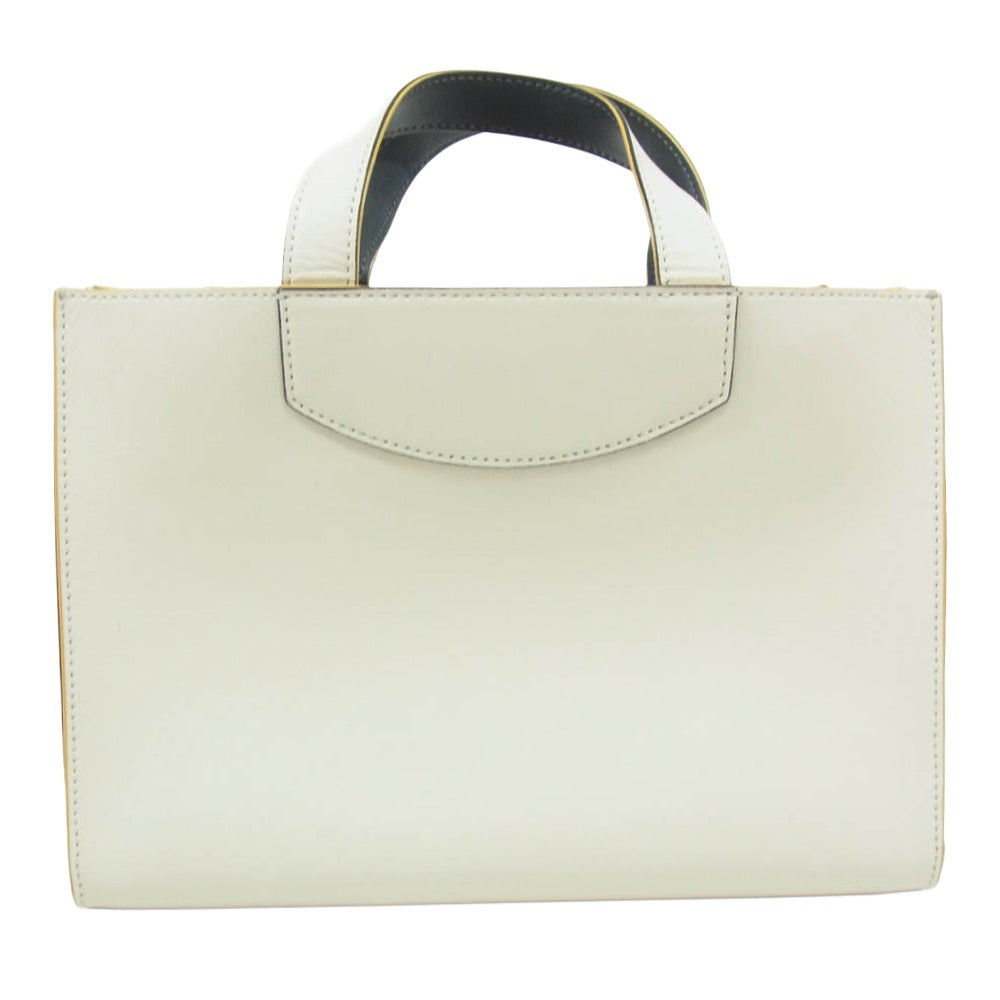 agnes b. アニエスベー 2WAY レザー ハンドバッグ ショルダーバッグ オフホワイト系【中古】