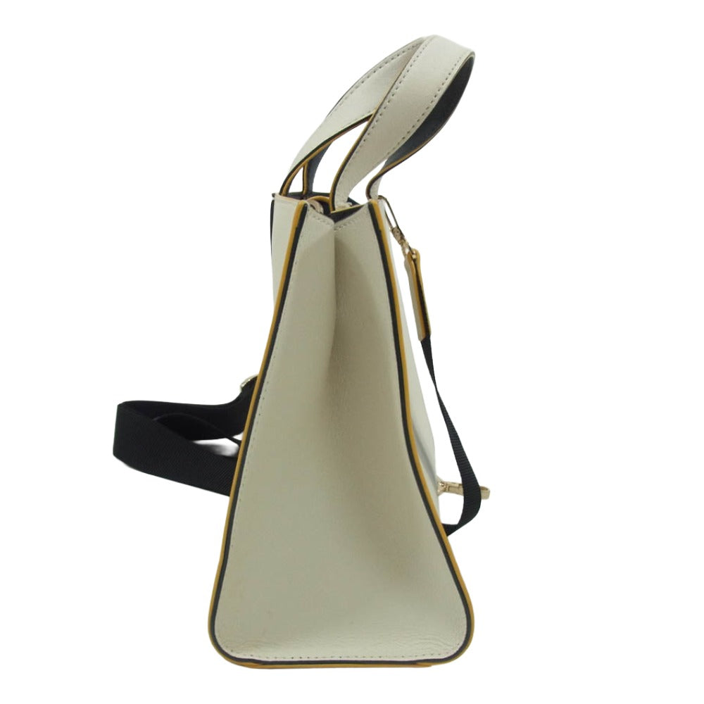 agnes b. アニエスベー 2WAY レザー ハンドバッグ ショルダーバッグ オフホワイト系【中古】