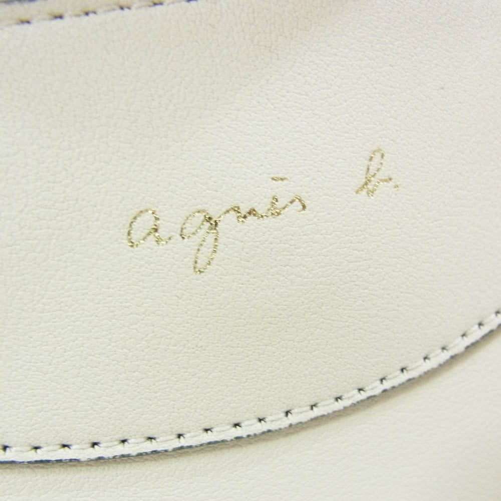 agnes b. アニエスベー 2WAY レザー ハンドバッグ ショルダーバッグ オフホワイト系【中古】