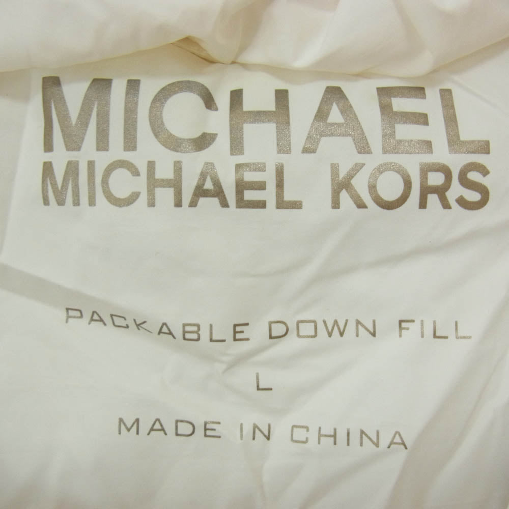 Michael Kors マイケルコース 77B5069M82 Quilted Nylon Packable Puffer Jacket ロゴプレート フーデッド ライト ダウンジャケット ホワイト系 L【中古】