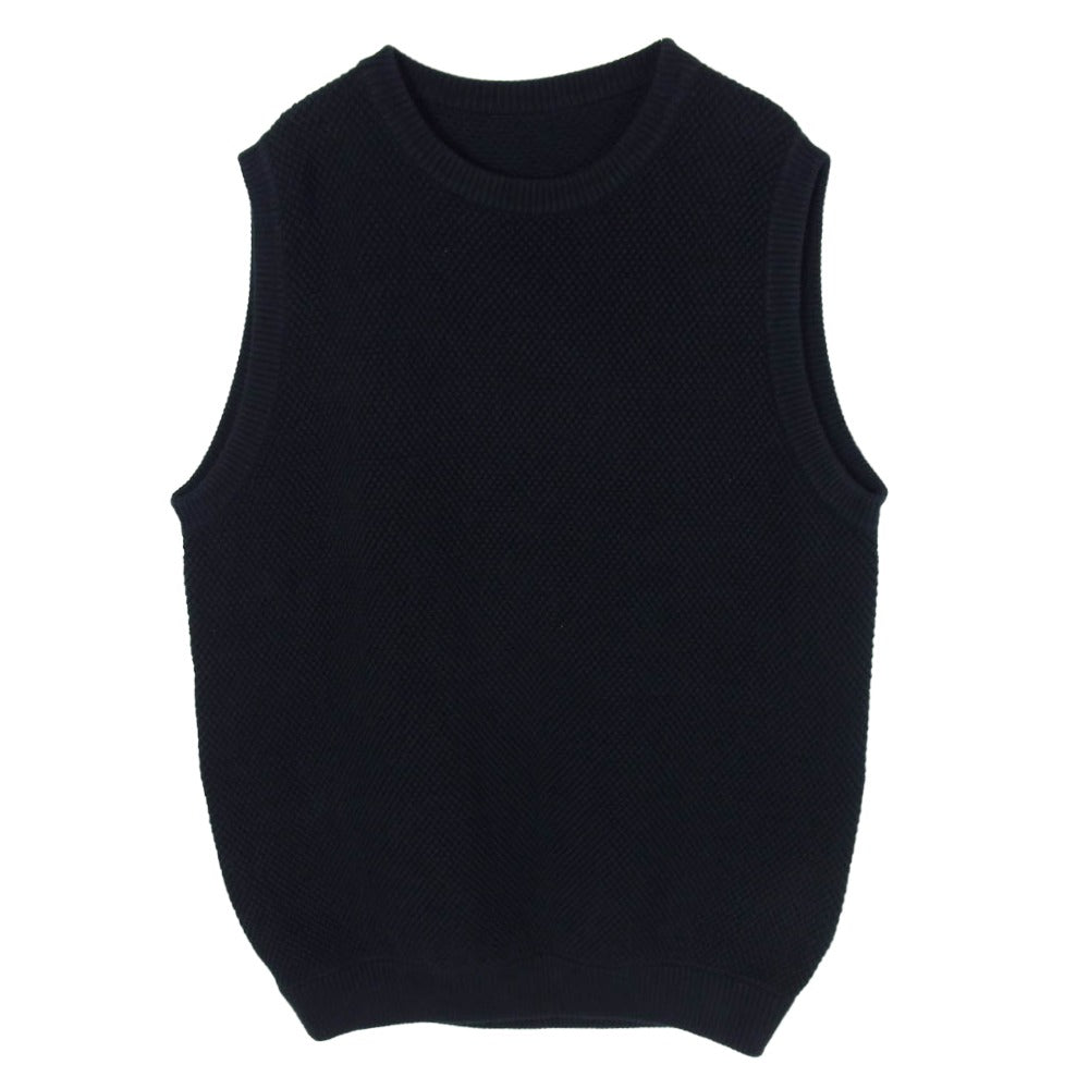 crepuscule クレプスキュール moss stitch vest ニットベスト ブラック系 1【中古】