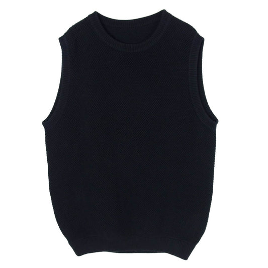 crepuscule クレプスキュール moss stitch vest ニットベスト ブラック系 1【中古】
