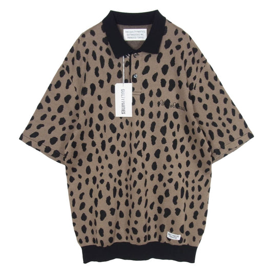 WACKO MARIA ワコマリア 24SS-WMK-KN10 LEOPARD KNIT JACQUARD POLO SHIRT レオパード ニット ポロシャツ ブラウン系 M【美品】【中古】