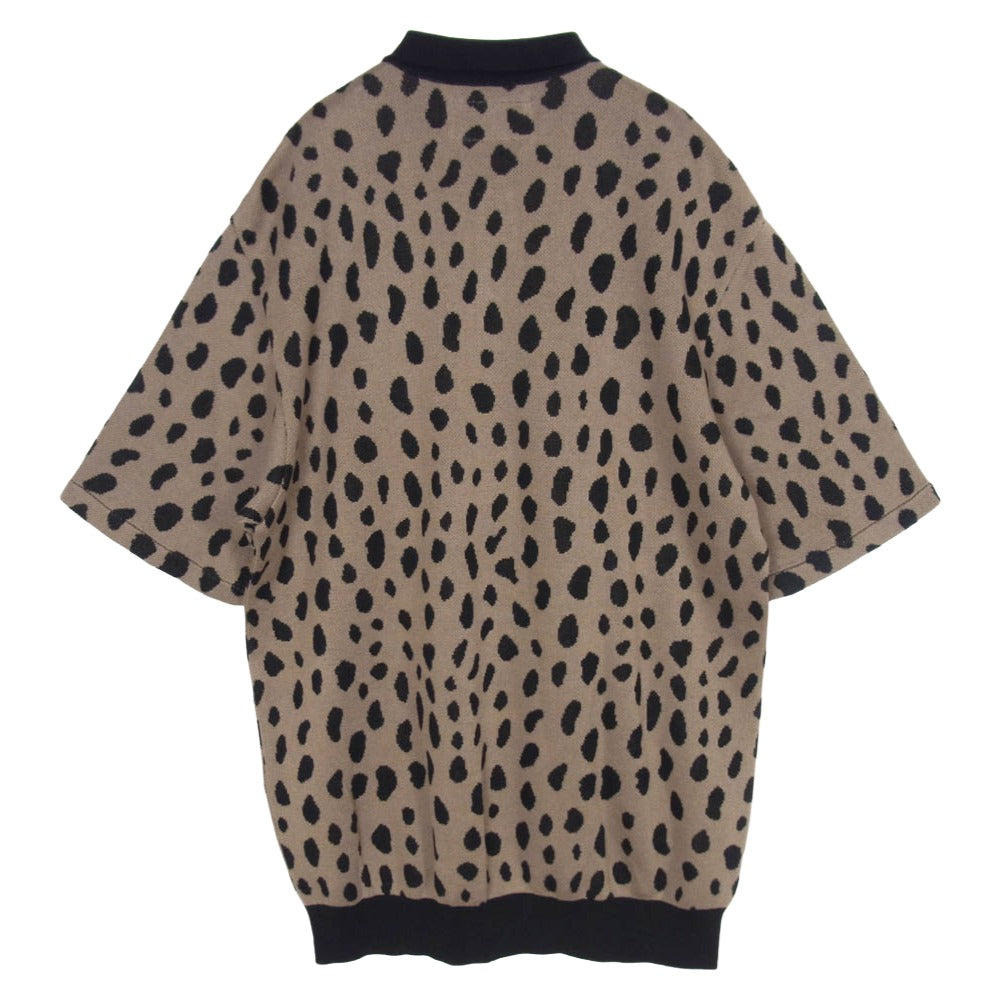 WACKO MARIA ワコマリア 24SS-WMK-KN10 LEOPARD KNIT JACQUARD POLO SHIRT レオパード ニット ポロシャツ ブラウン系 M【美品】【中古】