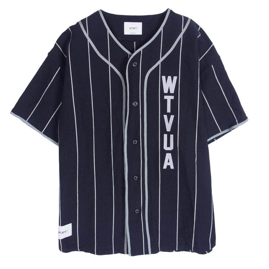 WTAPS ダブルタップス 25ss 251ATDT-CSM26 League SS Cotton リーグ SS 半袖 シャツ ネイビー系 X03【美品】【中古】