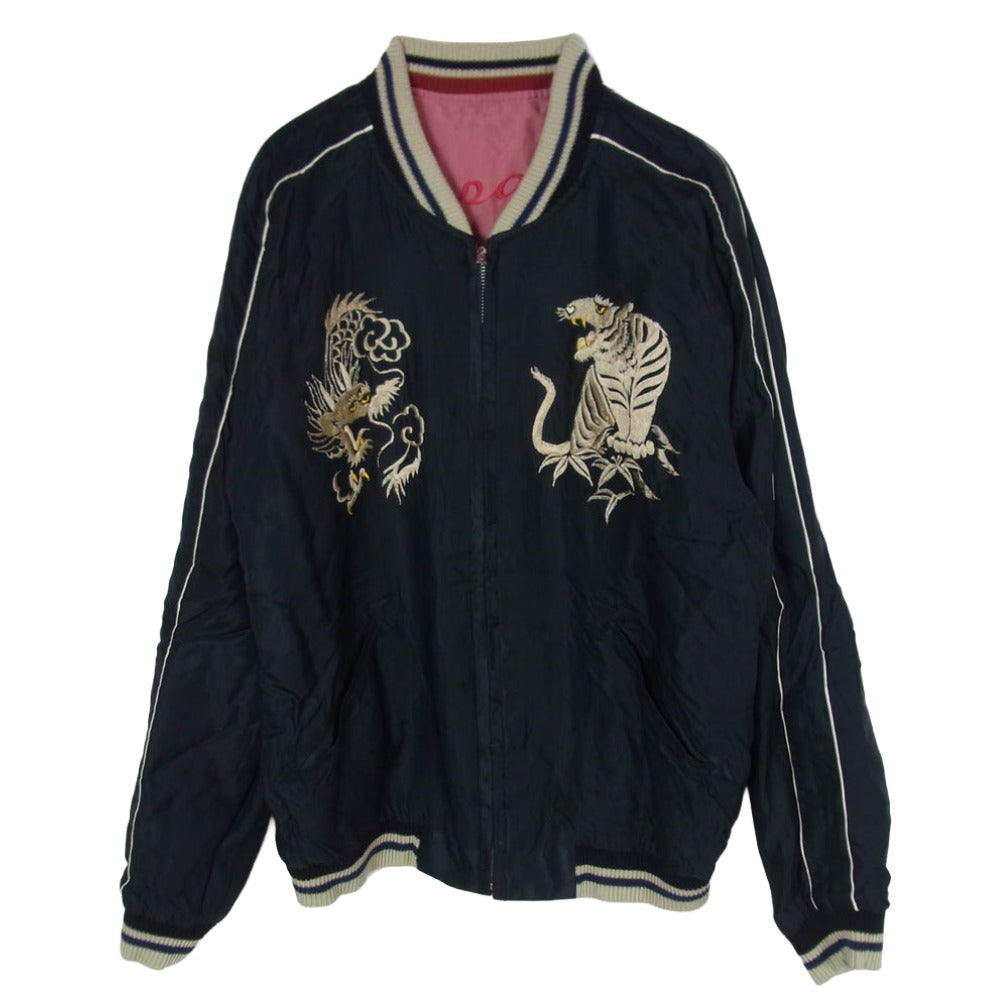 TAILOR TOYO テイラー東洋 TT15173 DUELLING DRAGONS × WHITE TIGER 龍 白虎 Souvenir Jacket スーベニア ジャケット スカジャン ピンク系 ブラック系 M【中古】