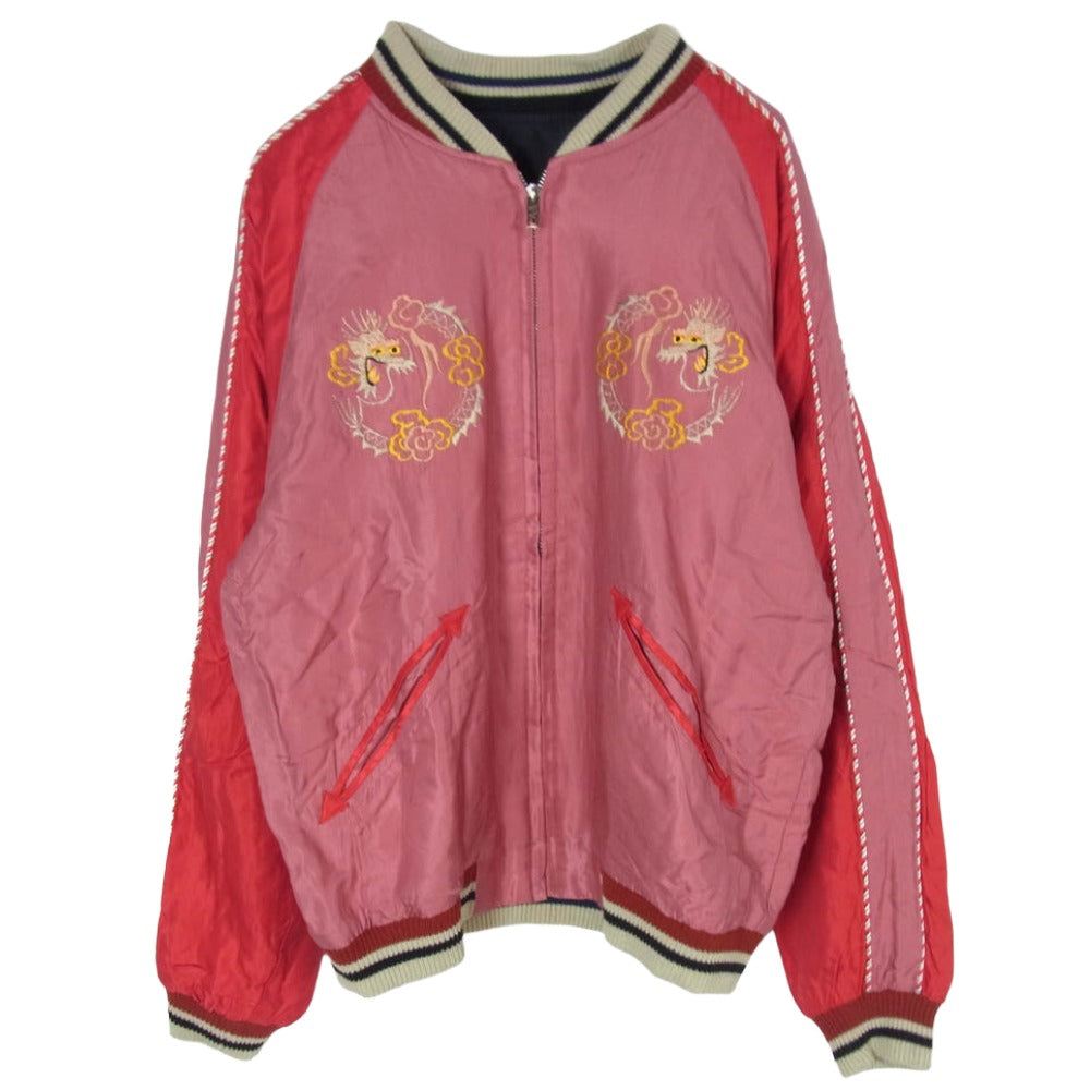TAILOR TOYO テイラー東洋 TT15173 DUELLING DRAGONS × WHITE TIGER 龍 白虎 Souvenir Jacket スーベニア ジャケット スカジャン ピンク系 ブラック系 M【中古】