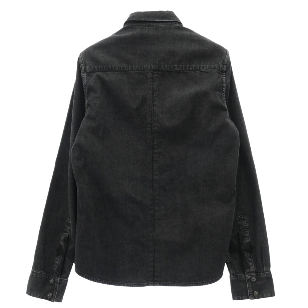 CHROME HEARTS クロムハーツ（原本無） DENIM LOOSEEND 袖レザークロスパッチ クロスボールボタン ルーズエンド 長袖 デニムシャツ ダークグレー系 S【中古】