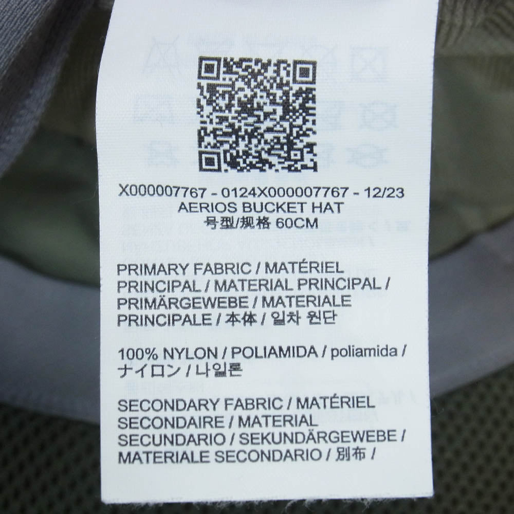 ARC'TERYX アークテリクス X000007767 Aerios Bucket Hat エアリオス バケットハット 帽子 緑灰系【中古】