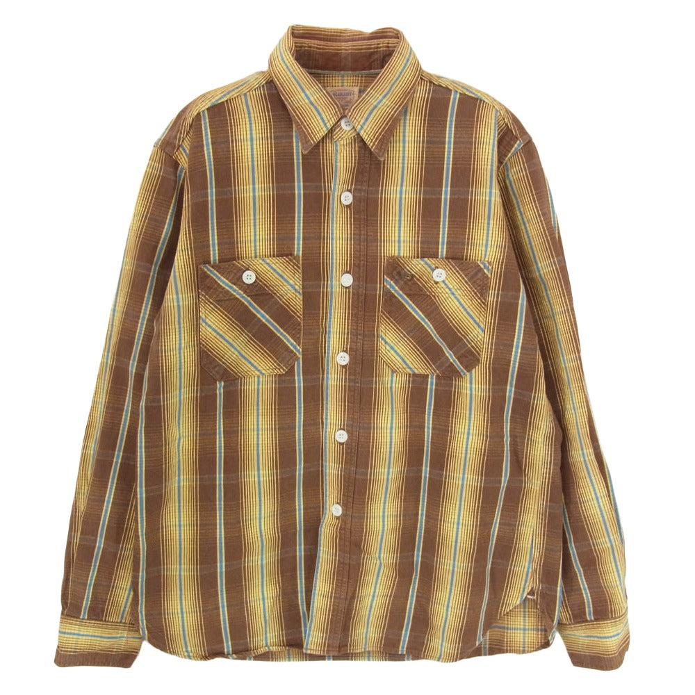 ヘッドライト 復刻 チェック 長袖 ネルシャツ ブラウン系 14 1/2【中古】