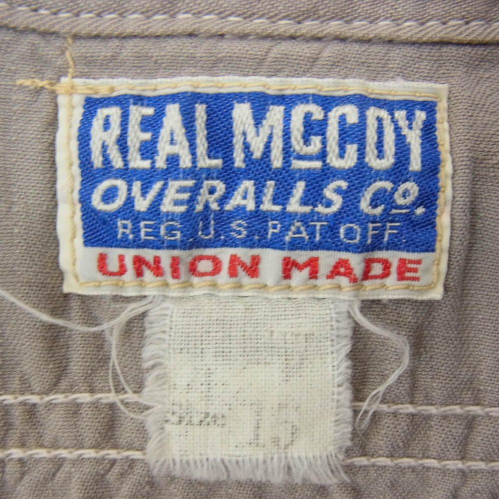 The REAL McCOY'S ザリアルマッコイズ ヘリンボーン 半袖 ワーク シャツ グレー系 15【中古】
