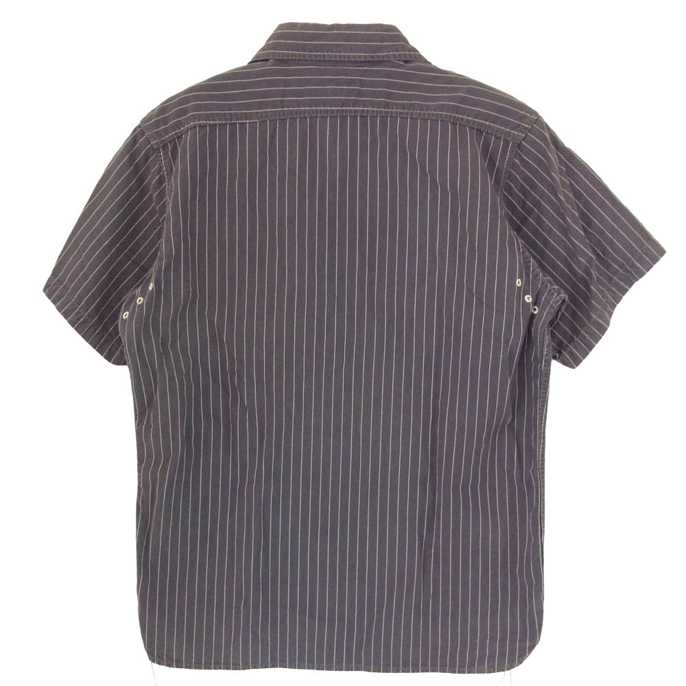 The REAL McCOY'S ザリアルマッコイズ ストライプ 半袖 ワーク シャツ ブラック系 15【中古】