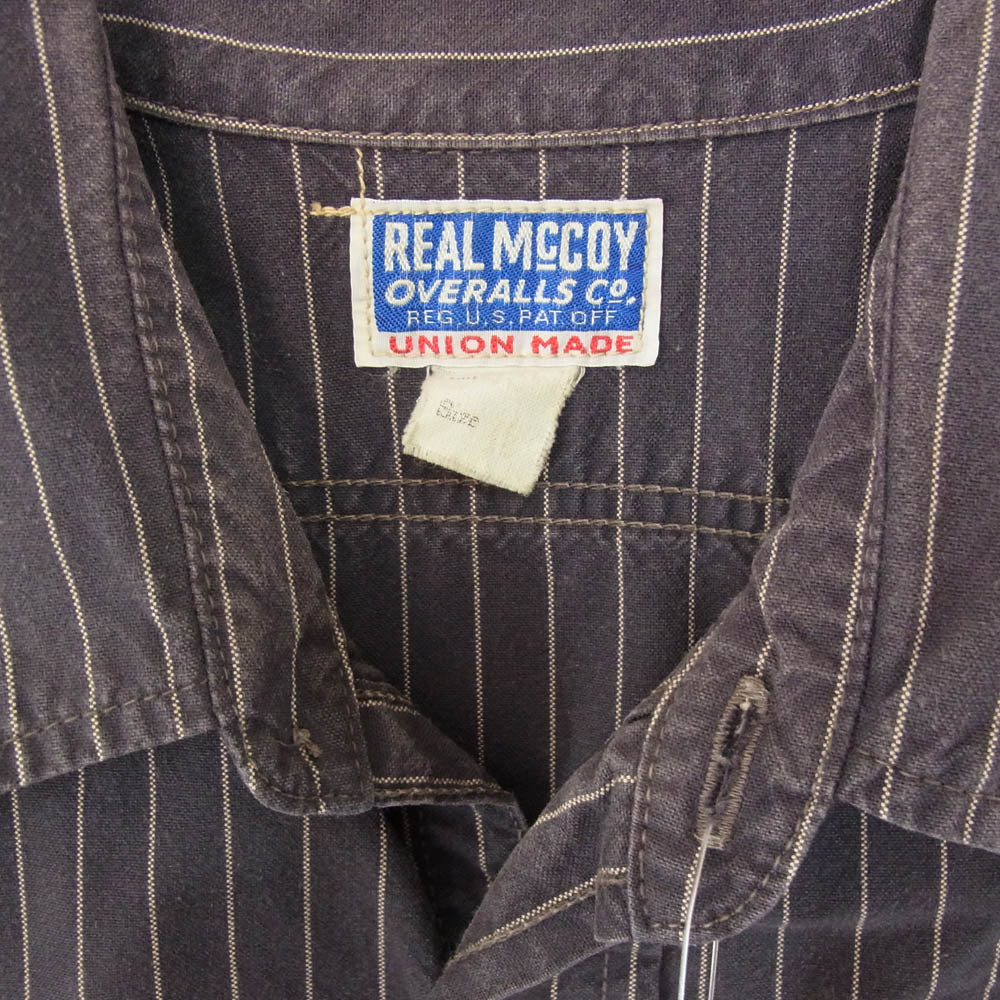 The REAL McCOY'S ザリアルマッコイズ ストライプ 半袖 ワーク シャツ ブラック系 15【中古】