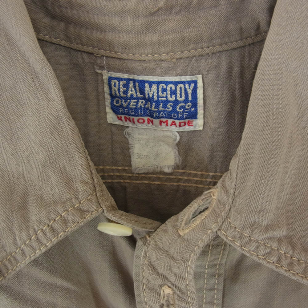 The REAL McCOY'S ザリアルマッコイズ ヘリンボーン 長袖 ワーク シャツ グレー系 サイズ表記無【中古】