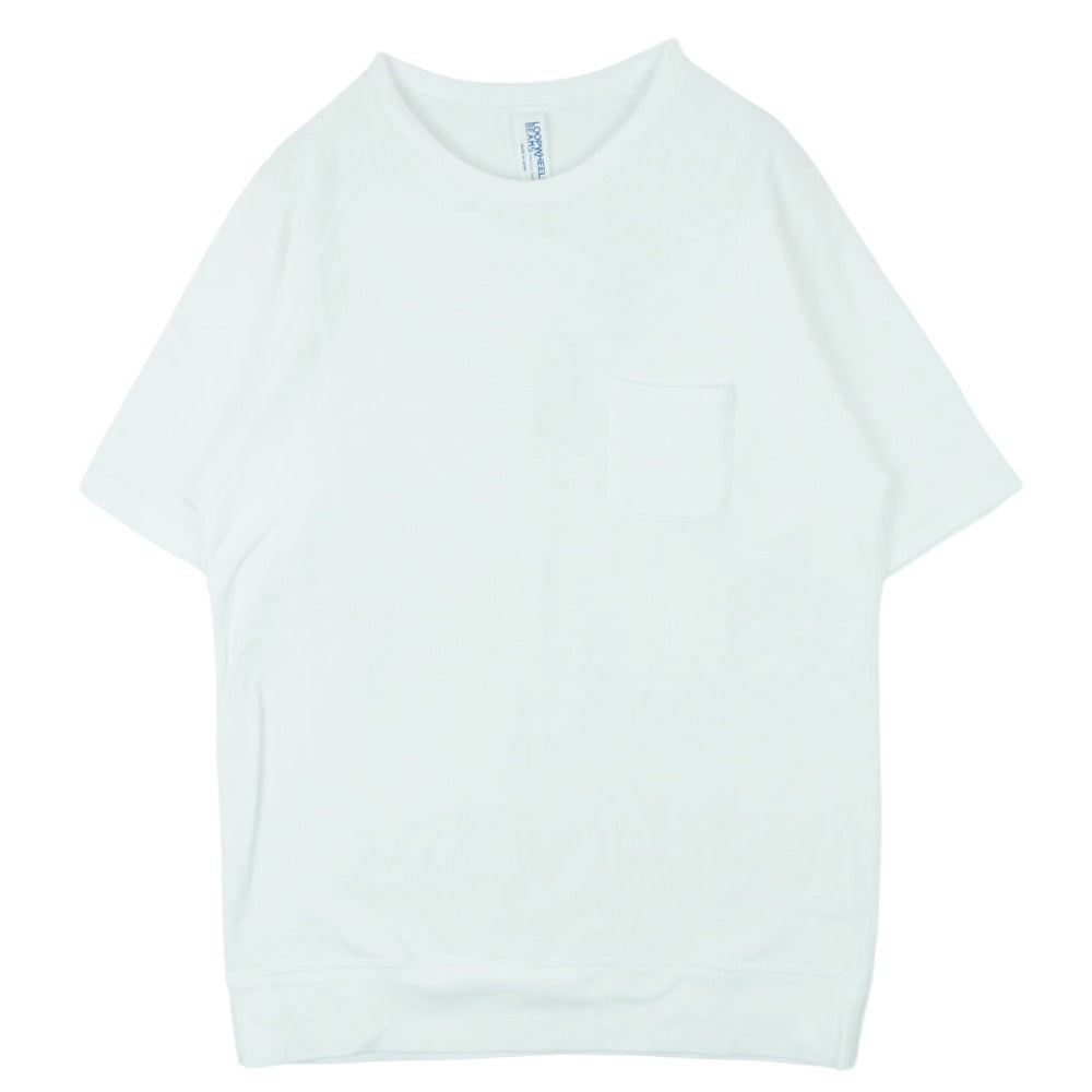 LOOPWHEELER ループウィラー BEAMS ビームス別注 Extra Light Short Sleeve Sweat スウェット生地 ラグラン エクストラライト 半袖 Tシャツ ホワイト系 XL【中古】