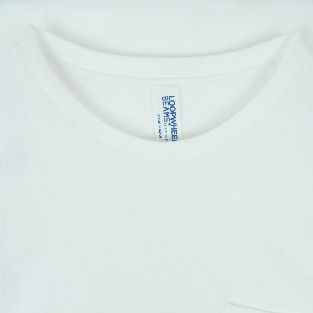 LOOPWHEELER ループウィラー BEAMS ビームス別注 Extra Light Short Sleeve Sweat スウェット生地 ラグラン エクストラライト 半袖 Tシャツ ホワイト系 XL【中古】