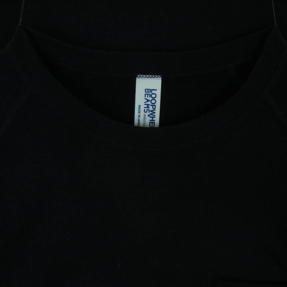 LOOPWHEELER ループウィラー BEAMS ビームス別注 Extra Light Short Sleeve Sweat スウェット生地 ラグラン エクストラライト ショートスリーブ 半袖 Tシャツ ブラック系 XL【中古】