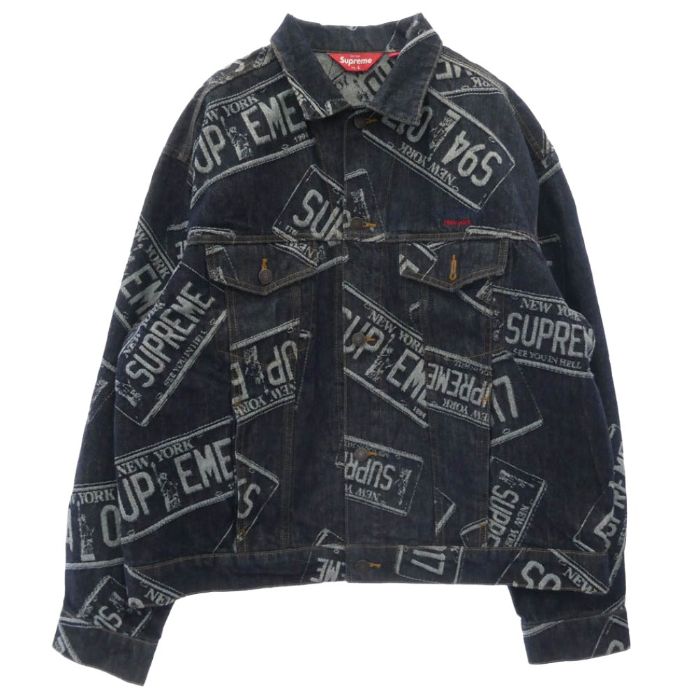 Supreme シュプリーム 26SS Denim Trucker Jacket License Plate デニムトラッカージャケット ライセンスプレート インディゴ Ｇジャン インディゴブルー系 L【美品】【中古】