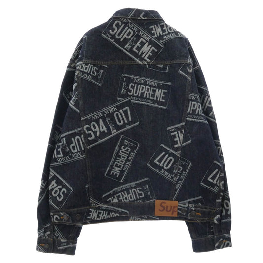 Supreme シュプリーム 26SS Denim Trucker Jacket License Plate デニムトラッカージャケット ライセンスプレート インディゴ Ｇジャン インディゴブルー系 L【美品】【中古】