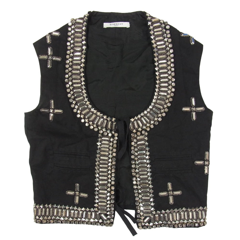 GIVENCHY ジバンシィ ビジュー ベスト ジレ ブラック系 34【中古】