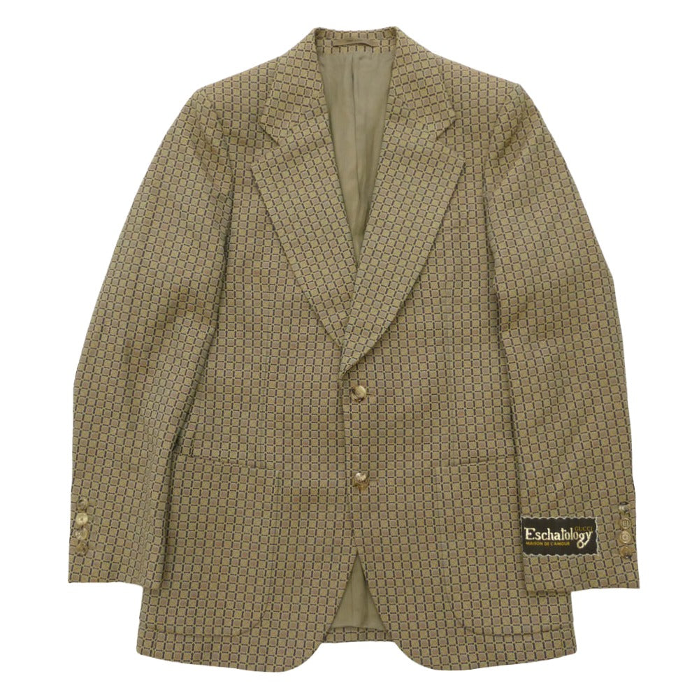 GUCCI グッチ 660189 ZAFWJ イタリア製 Eschatology MAISON DE L'AMOUR 総柄 2B テーラードジャケット ベージュ系 46【美品】【中古】