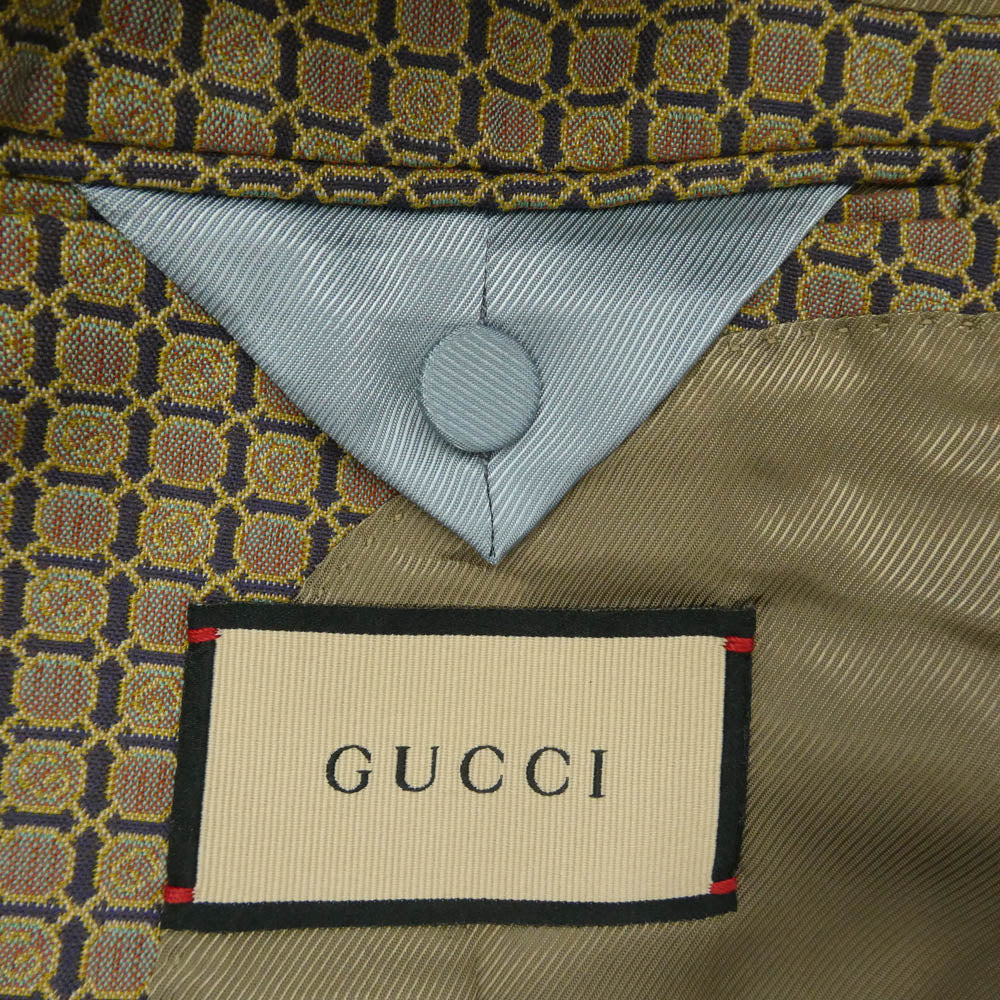 GUCCI グッチ 660189 ZAFWJ イタリア製 Eschatology MAISON DE L'AMOUR 総柄 2B テーラードジャケット ベージュ系 46【美品】【中古】 GUCCI グッチ 660189 ZAFWJ イタリア製 Eschatology MAISON DE L'