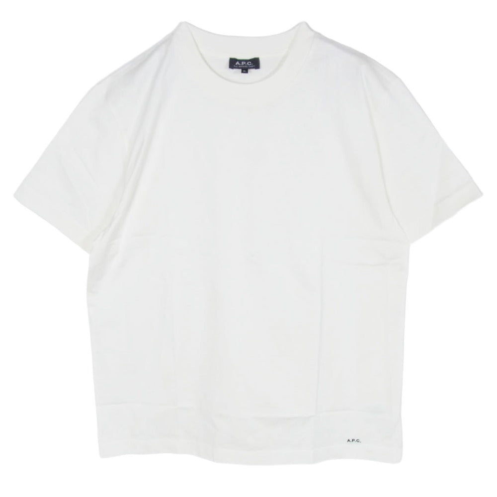 A.P.C. アーペーセー 25222-1-90301 PACK パック スタンダードジャージ ロゴ刺繍 クルーネック 半袖 Tシャツ ホワイト系 XL【中古】