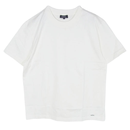 A.P.C. アーペーセー 25222-1-90301 PACK パック スタンダードジャージ ロゴ刺繍 クルーネック 半袖 Tシャツ ホワイト系 XL【中古】