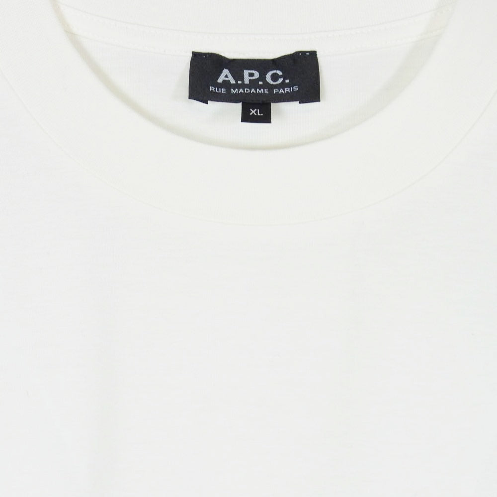 A.P.C. アーペーセー 25222-1-90301 PACK パック スタンダードジャージ ロゴ刺繍 クルーネック 半袖 Tシャツ ホワイト系 XL【中古】