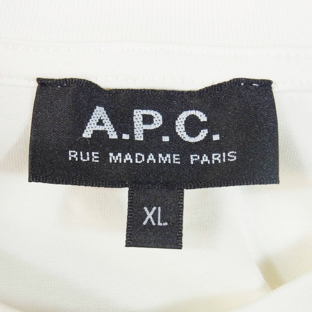 A.P.C. アーペーセー 25222-1-90301 PACK パック スタンダードジャージ ロゴ刺繍 クルーネック 半袖 Tシャツ ホワイト系 XL【中古】
