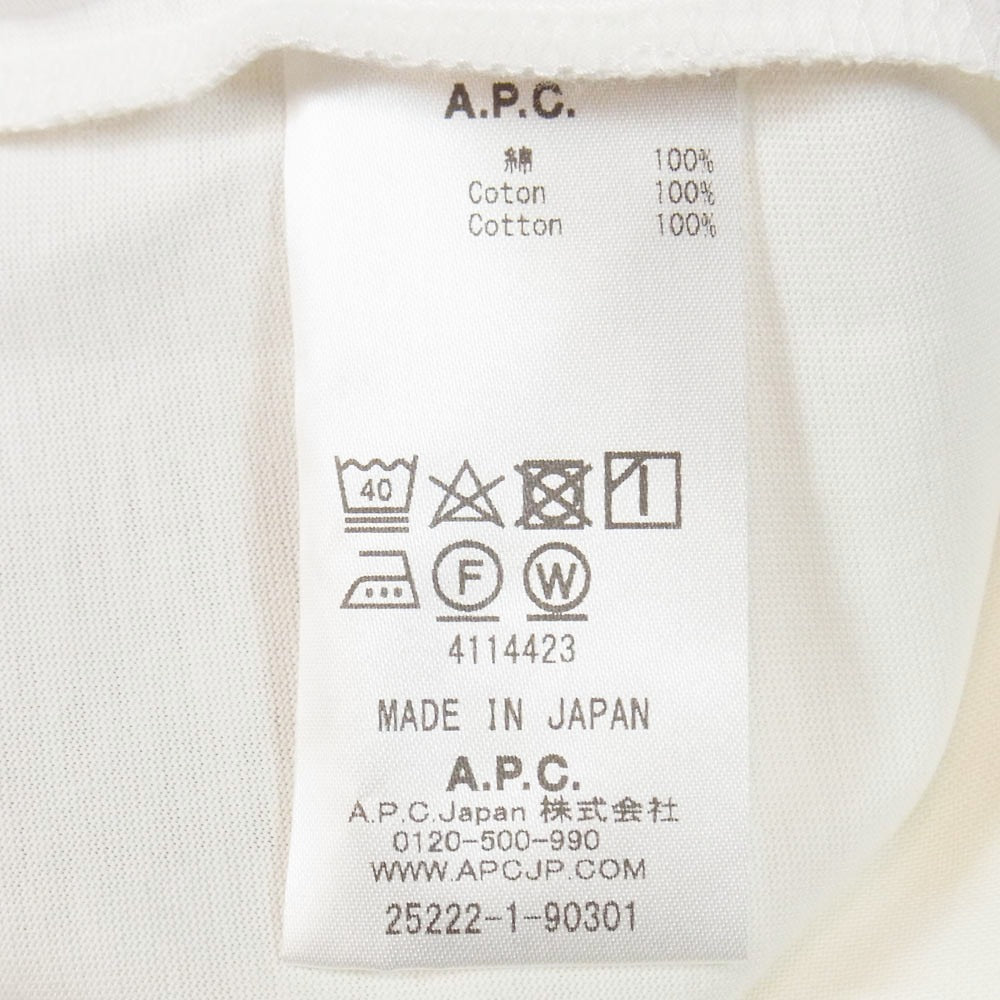 A.P.C. アーペーセー 25222-1-90301 PACK パック スタンダードジャージ ロゴ刺繍 クルーネック 半袖 Tシャツ ホワイト系 XL【中古】