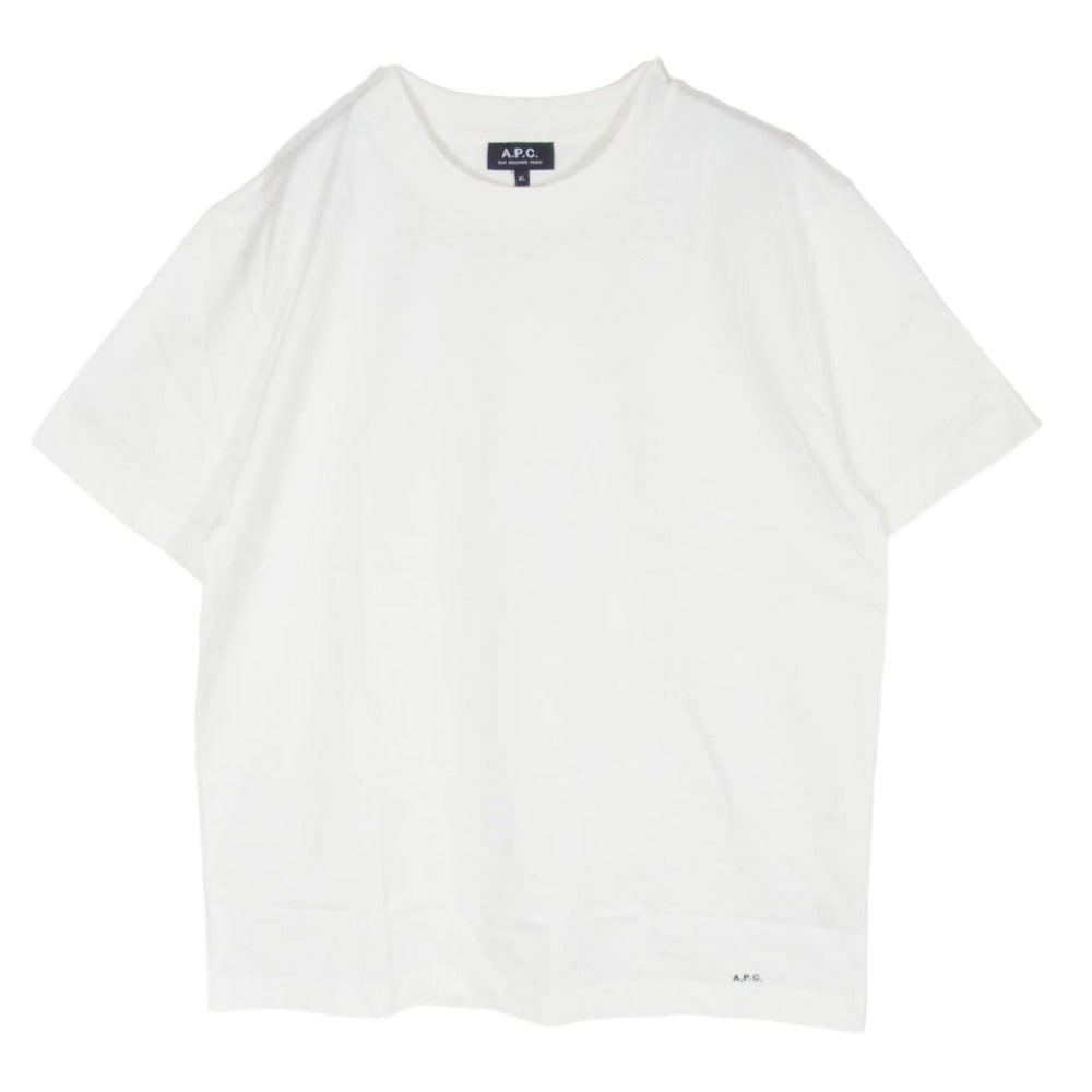 A.P.C. アーペーセー 25222-1-90301 PACK パック スタンダードジャージ ロゴ刺繍 クルーネック 半袖 Tシャツ ホワイト系 XL【中古】