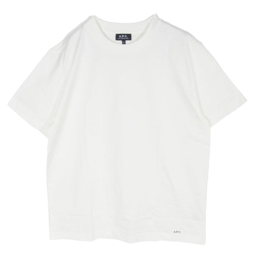 A.P.C. アーペーセー 25222-1-90301 PACK パック スタンダードジャージ ロゴ刺繍 クルーネック 半袖 Tシャツ ホワイト系 XL【中古】
