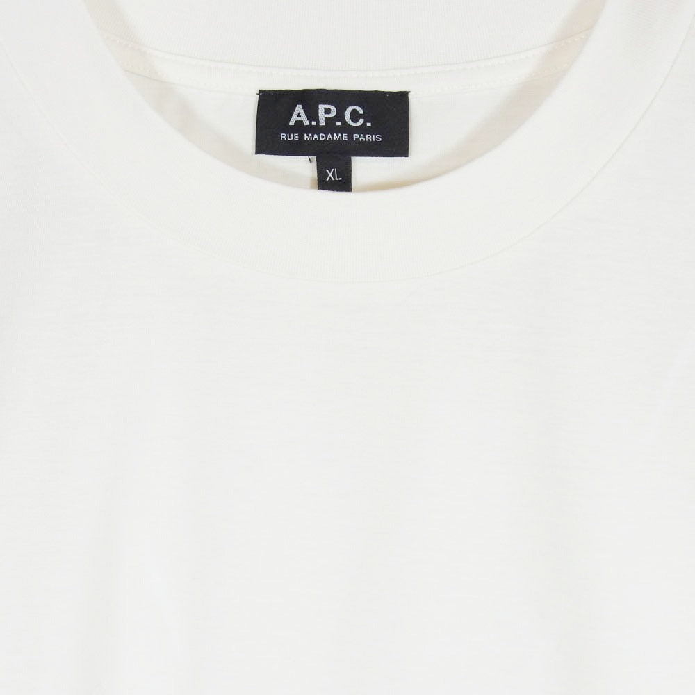 A.P.C. アーペーセー 25222-1-90301 PACK パック スタンダードジャージ ロゴ刺繍 クルーネック 半袖 Tシャツ ホワイト系 XL【中古】