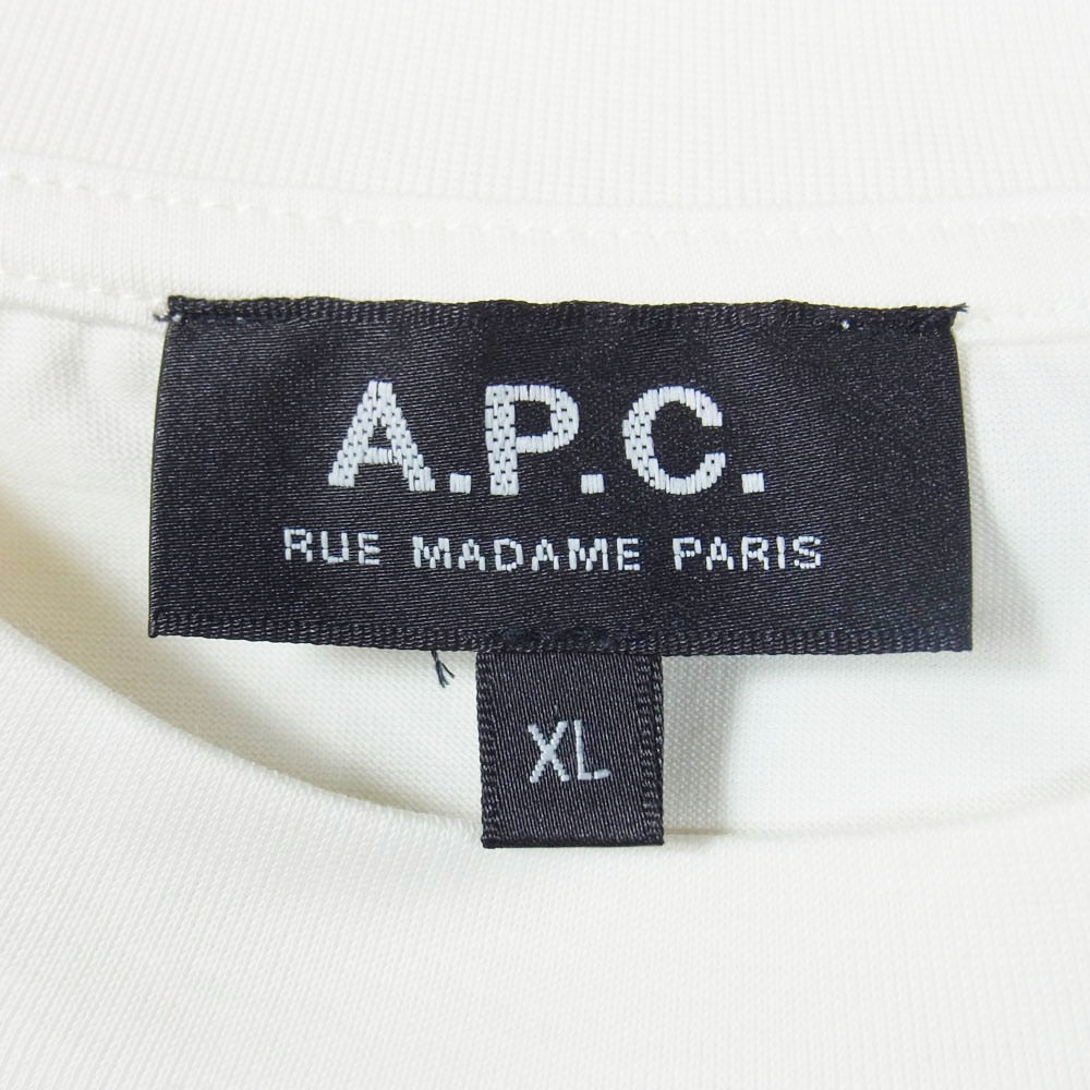 A.P.C. アーペーセー 25222-1-90301 PACK パック スタンダードジャージ ロゴ刺繍 クルーネック 半袖 Tシャツ ホワイト系 XL【中古】