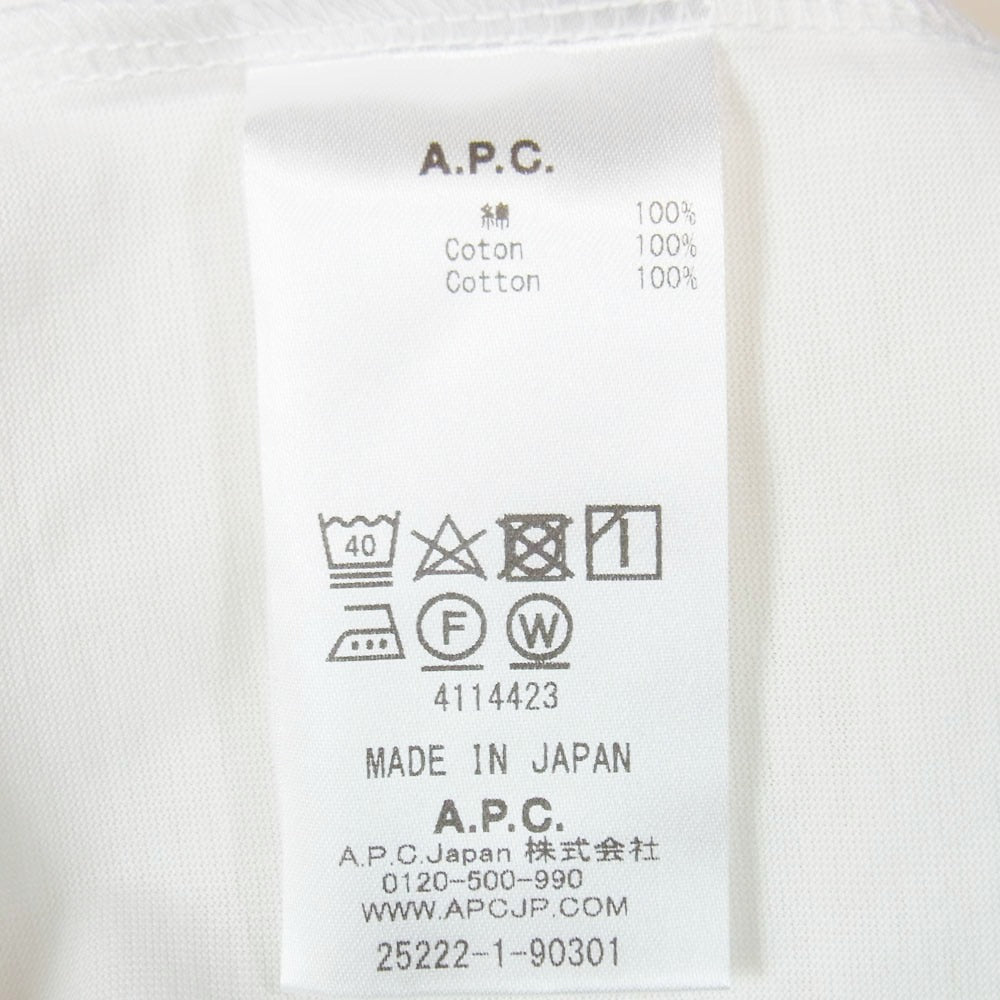 A.P.C. アーペーセー 25222-1-90301 PACK パック スタンダードジャージ ロゴ刺繍 クルーネック 半袖 Tシャツ ホワイト系 XL【中古】