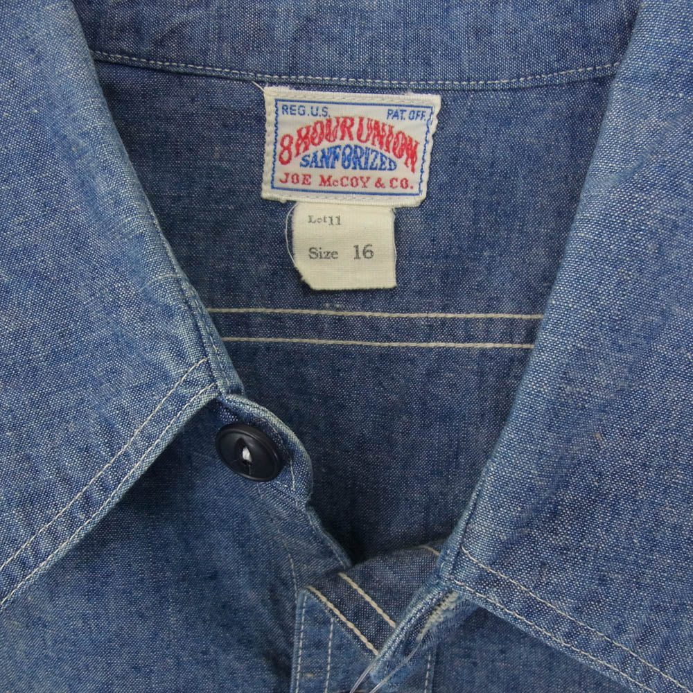 The REAL McCOY'S ザリアルマッコイズ joe mccoy 8 hour union ジョーマッコイ 長袖 シャンブレー シャツ インディゴブルー系 16【中古】