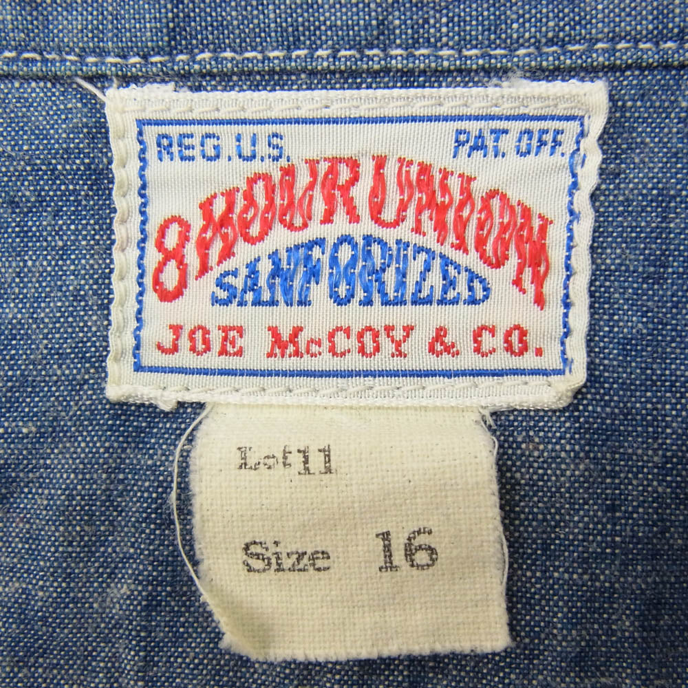 The REAL McCOY'S ザリアルマッコイズ joe mccoy 8 hour union ジョーマッコイ 長袖 シャンブレー シャツ インディゴブルー系 16【中古】