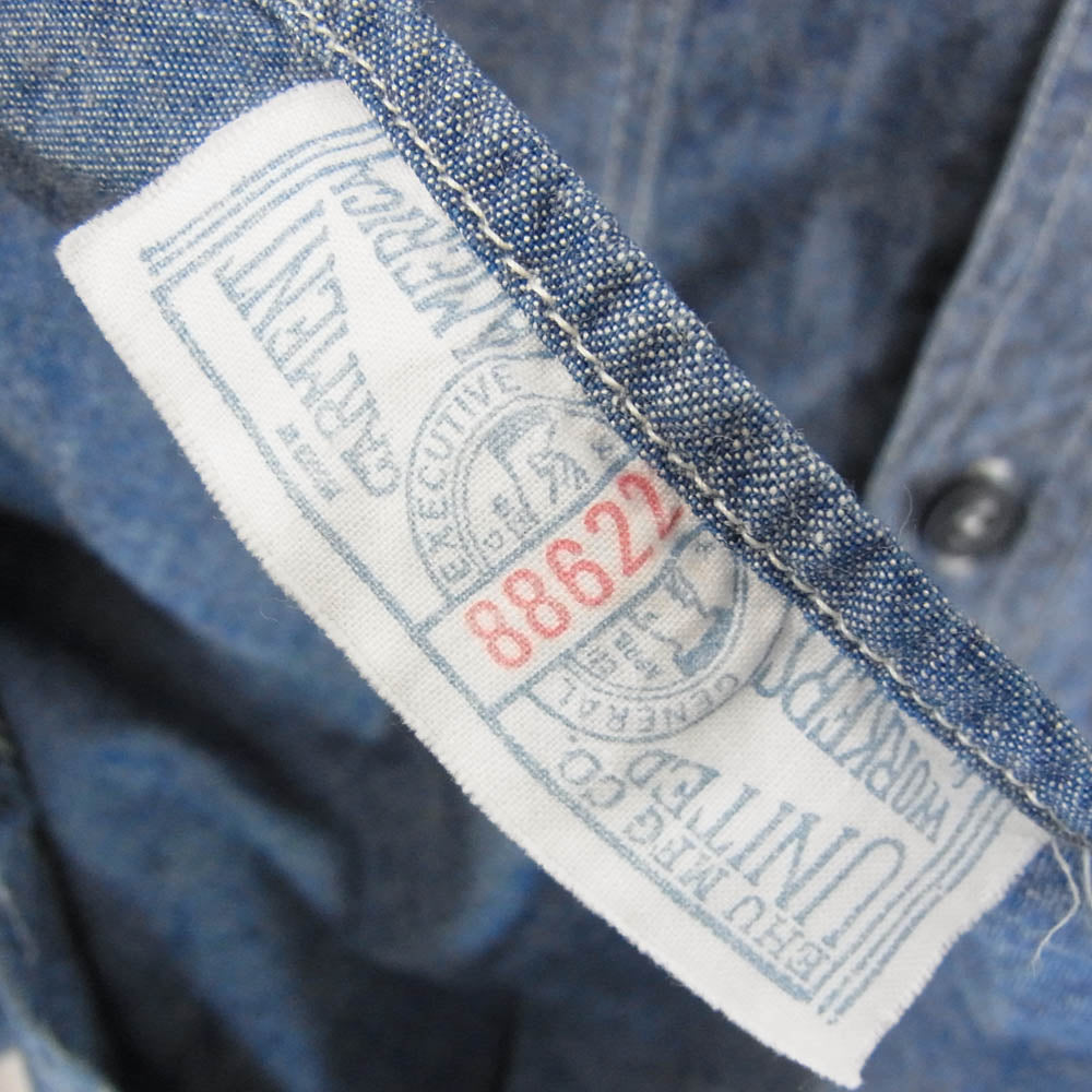 The REAL McCOY'S ザリアルマッコイズ joe mccoy 8 hour union ジョーマッコイ 長袖 シャンブレー シャツ インディゴブルー系 16【中古】