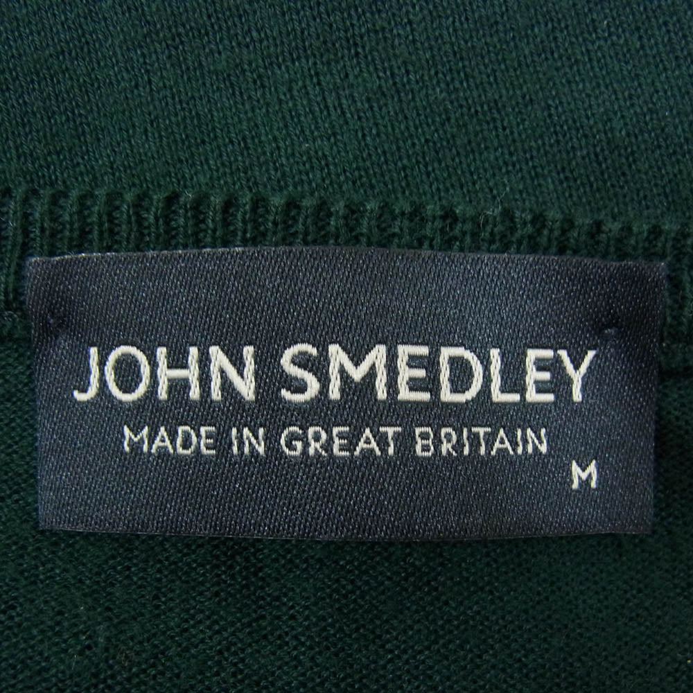 JOHN SMEDLEY ジョンスメドレー 英国製 SEA ISLAND COTTON シー アイランド コットン 30ゲージ Vネック 長袖 ニット セーター グリーン系 M【中古】