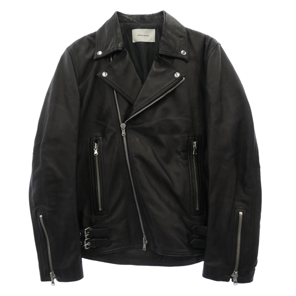 メゾンスペシャル 11241211503 Dress-Fit Sheep Leather Double Rider Jacket ドレスフィット シープレザー ダブルライダース ジャケット ブラック系 2【中古】