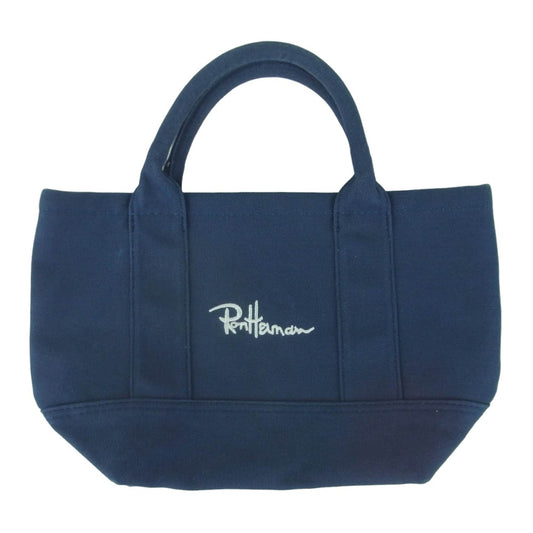 Ron Herman ロンハーマン ロゴ刺繍 キャンバス ハンド バッグ ネイビー系【中古】