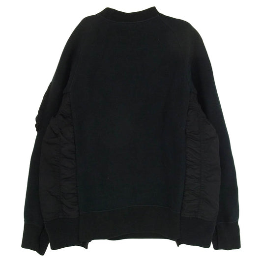 Sacai サカイ SCM-032 Sponge Sweat MA-1 Pullover 異素材ドッキング クルーネック スウェット トレーナー ブラック系 1【中古】